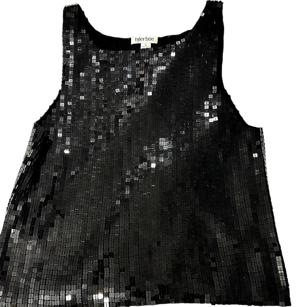 Tyler Boe black square sequin sweater tank. Size  XL